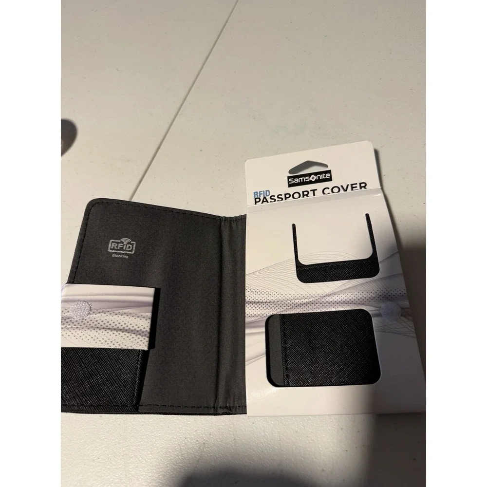 Samsonite Black RFID Passport Wallet Cover Travel Credit Cards